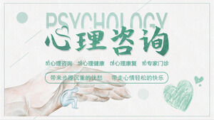 Download del modello PPT di consulenza psicologica dipinta a mano verde verde