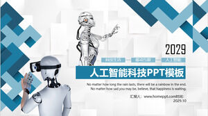 Plantilla PPT de tema de inteligencia artificial con fondo de robot