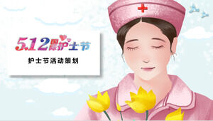 Międzynarodowy Dzień Pielęgniarek szablon PPT tematyczny z pięknym tłem ilustracji pielęgniarki