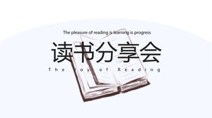 Modelo de PPT de reunião de compartilhamento de leitura de fundo de livro pintado à mão
