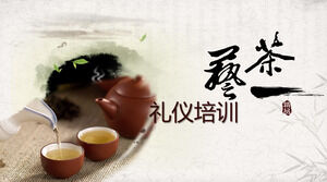 Modello PPT di formazione sulla conoscenza dell'etichetta dell'arte del tè classica