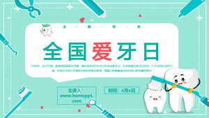 Modello PPT della Giornata nazionale dei denti d'amore in stile cartone animato verde