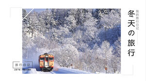 冬季旅遊相冊PPT模板與冬季雪背景