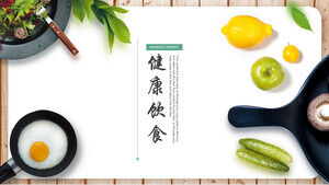 Healthy eating PPT template with vegetarian table background