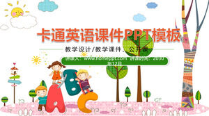 Plantilla PPT de lección de inglés con fondo de alfabeto inglés de dibujos animados para niños