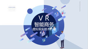 Modello PPT con tecnologia di realtà virtuale VR piatto blu