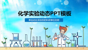 Plantilla de curso PPT de clase de experimento de química de dibujos animados azul