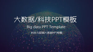 Cloud computing template tema PPT data besar dengan latar belakang planet virtual