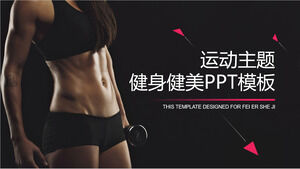 Czarny dynamiczny szablon kulturystyki fitness PPT