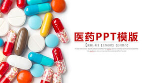 Szablon PPT przemysłu farmaceutycznego z kolorowym tłem kapsułki