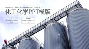 PPT-Hintergrundvorlage für Chemieanlagen-Lagertanks
