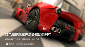 Kırmızı spor araba arka planlı araba tanıtım PPT şablonu