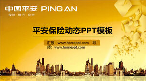 Plantilla PPT de Golden Ping An Insurance