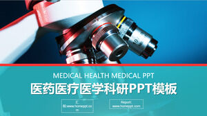 Шаблон PPT для медицинских медицинских исследований с фоном микроскопа