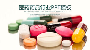 Pharmaceutical industry PPT template with tablet capsule background