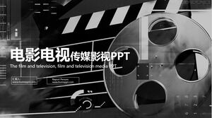 Modèle PPT de médias de cinéma et de télévision en noir et blanc