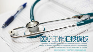 PPT-Vorlage für den Arbeitsbericht des Arztes mit Hintergrund des medizinischen Berichts des Stethoskops