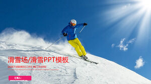 Шаблон PPT для катания на лыжах на горнолыжном курорте