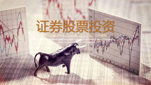 Template PPT pasar investasi obligasi saham dengan latar belakang sapi