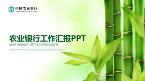 Șablon PPT de raport de lucru al Băncii Agricole cu fundal verde de bambus