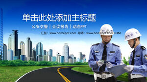 Plantilla PPT de policía de fondo de aplicación de la ley de policía de tránsito
