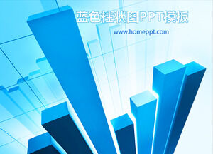 Template PPT keuangan dengan latar belakang grafik statistik tiga dimensi biru