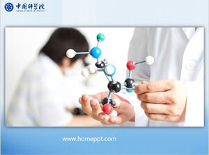 Download del modello PPT di medicina chimica con sfondo blu della struttura molecolare