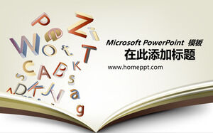 Education learning PPT template with alphabet textbook background