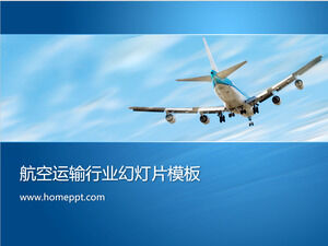 Slide template with airplane background in the sky
