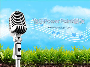 Télécharger le modèle PowerPoint de musique de fond de note de microphone dynamique