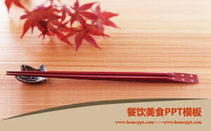 带有节日筷子背景的餐饮食品PPT模板下载