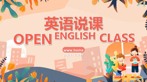 Șablon de cursuri PPT pentru predarea și vorbirea engleză în stil frumos de ilustrare
