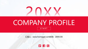 Kırmızı minimalist şirket profili PPT şablonu