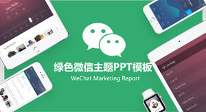 Modello PPT per la formazione sulla pianificazione del marketing di WeChat con sfondo tablet mobile