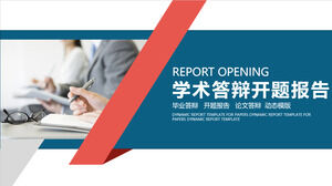PPT template of academic defense opening report in blue orange color