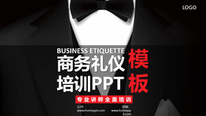 Шаблон PPT для обучения деловому этикету на фоне черного платья