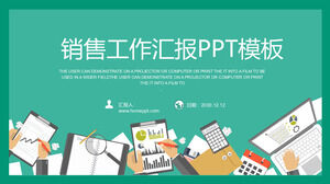 เทมเพลต PPT รายงานยอดขายแบนสีเขียว