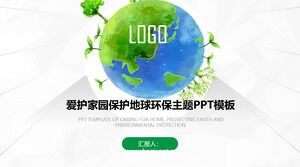 Template PPT untuk perlindungan lingkungan di latar belakang bumi hijau