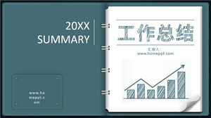 PPT template of work summary plan with hand-painted notepad background