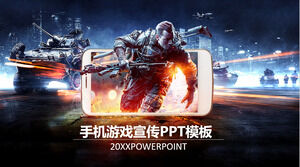 Plantilla PPT de publicidad de juegos móviles con temática de guerra de ciencia ficción