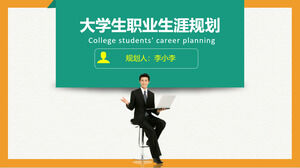 Plantilla PPT para el libro de planificación de carrera de estudiantes universitarios en colores verde y naranja