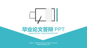 Modelo de PPT de defesa de tese de fundo de ícone de livro azul conciso