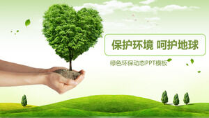 PPT-Vorlage für den Umweltschutz von grünen Bäumen und Grünlandhintergrund