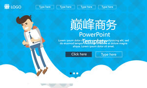 Download gratis template PowerPoint bisnis datar biru