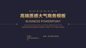 Template PPT proposal pembiayaan bisnis dengan latar belakang biru dan karakter emas