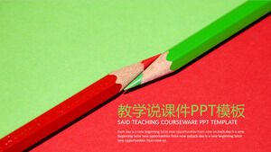 Einfache PPT-Vorlage für den Unterricht mit rotem und grünem Bleistifthintergrund