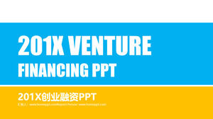 Modelo PPT de plano de financiamento empresarial plano com portfólio azul e amarelo