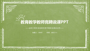 Template PPT desain pengajaran guru gaya lukisan tangan hijau