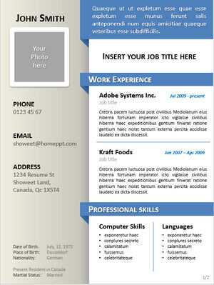 6-color exquisite English resume PPT template