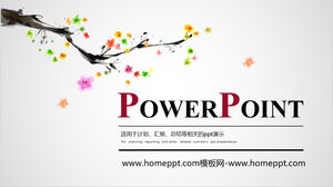 Download de animação PPT de flor de ameixa de tinta esplêndida